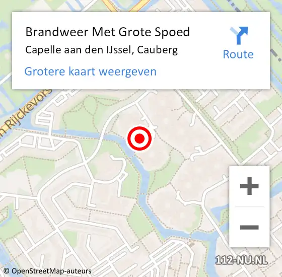 Locatie op kaart van de 112 melding: Brandweer Met Grote Spoed Naar Capelle aan den IJssel, Cauberg op 5 november 2021 23:07
