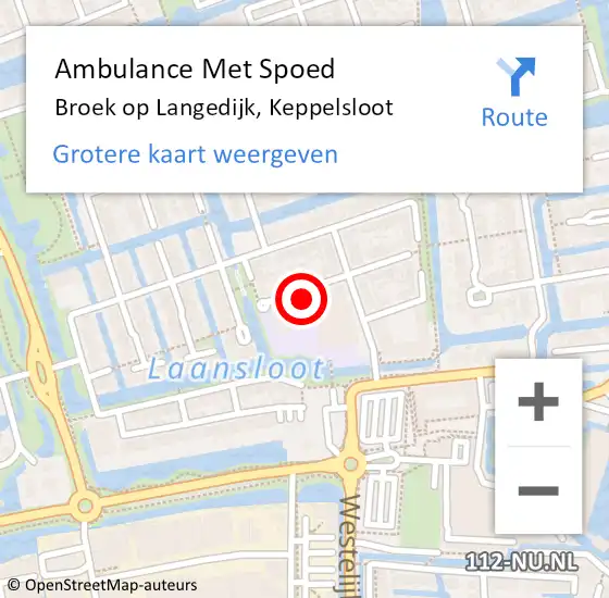 Locatie op kaart van de 112 melding: Ambulance Met Spoed Naar Broek op Langedijk, Keppelsloot op 5 november 2021 23:41