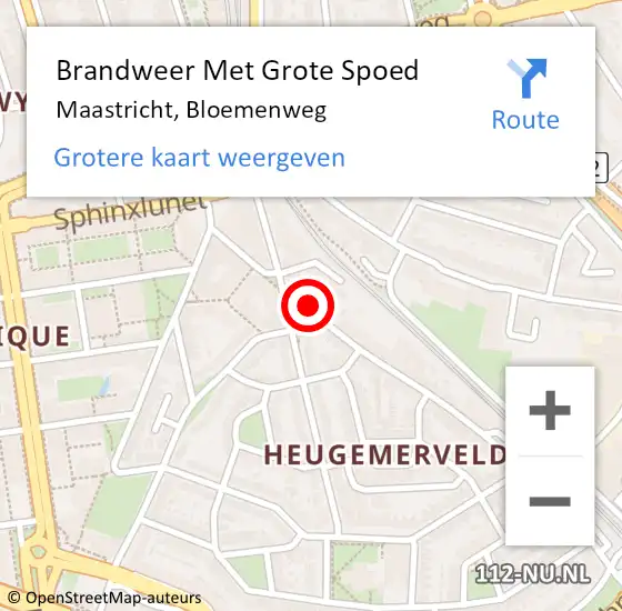 Locatie op kaart van de 112 melding: Brandweer Met Grote Spoed Naar Maastricht, Bloemenweg op 6 november 2021 00:22