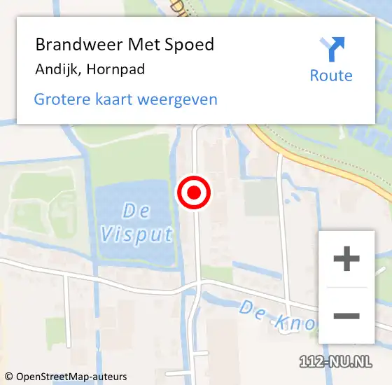 Locatie op kaart van de 112 melding: Brandweer Met Spoed Naar Andijk, Hornpad op 28 juni 2014 11:43