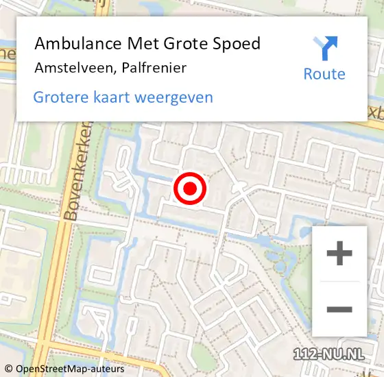 Locatie op kaart van de 112 melding: Ambulance Met Grote Spoed Naar Amstelveen, Palfrenier op 6 november 2021 01:38