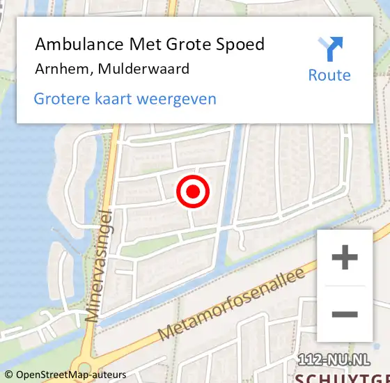 Locatie op kaart van de 112 melding: Ambulance Met Grote Spoed Naar Arnhem, Mulderwaard op 6 november 2021 02:20