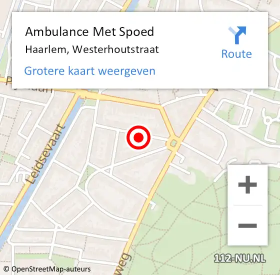 Locatie op kaart van de 112 melding: Ambulance Met Spoed Naar Haarlem, Westerhoutstraat op 6 november 2021 02:29