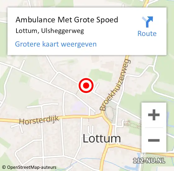 Locatie op kaart van de 112 melding: Ambulance Met Grote Spoed Naar Lottum, Ulsheggerweg op 28 juni 2014 11:50