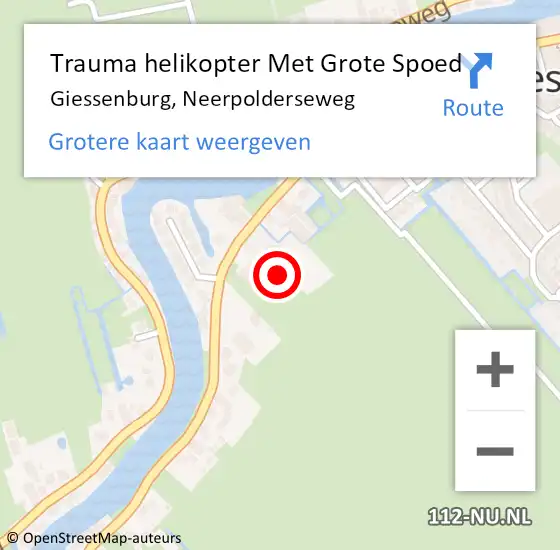 Locatie op kaart van de 112 melding: Trauma helikopter Met Grote Spoed Naar Giessenburg, Neerpolderseweg op 6 november 2021 03:26