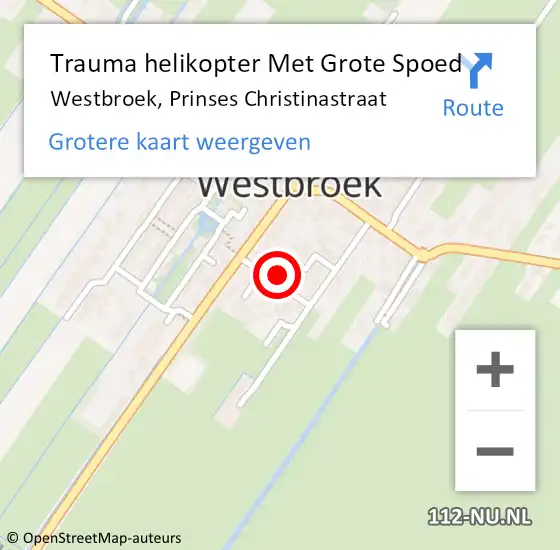 Locatie op kaart van de 112 melding: Trauma helikopter Met Grote Spoed Naar Westbroek, Prinses Christinastraat op 6 november 2021 03:33