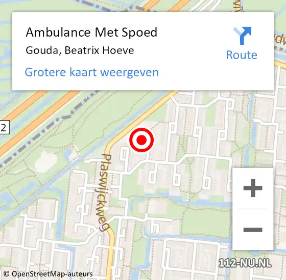 Locatie op kaart van de 112 melding: Ambulance Met Spoed Naar Gouda, Beatrix Hoeve op 6 november 2021 05:59