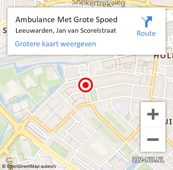 Locatie op kaart van de 112 melding: Ambulance Met Grote Spoed Naar Leeuwarden, Jan van Scorelstraat op 6 november 2021 06:17