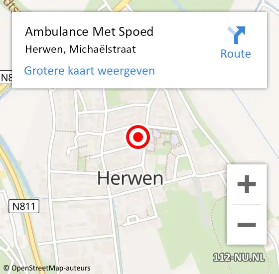 Locatie op kaart van de 112 melding: Ambulance Met Spoed Naar Herwen, Michaëlstraat op 6 november 2021 06:25