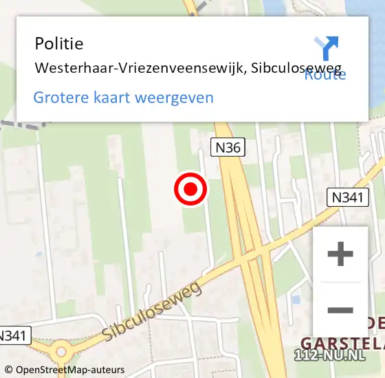 Locatie op kaart van de 112 melding: Politie Westerhaar-Vriezenveensewijk, Sibculoseweg op 6 november 2021 08:34