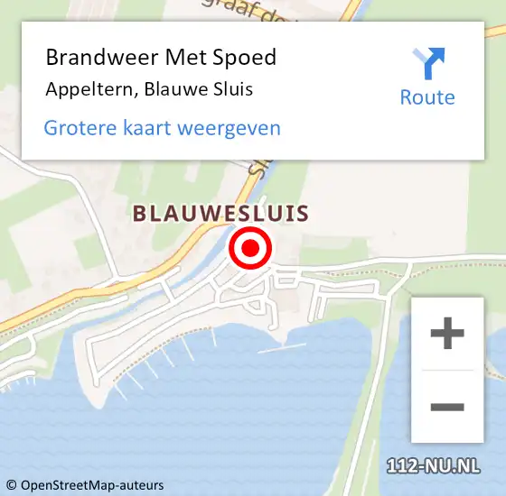 Locatie op kaart van de 112 melding: Brandweer Met Spoed Naar Appeltern, Blauwe Sluis op 6 november 2021 08:55