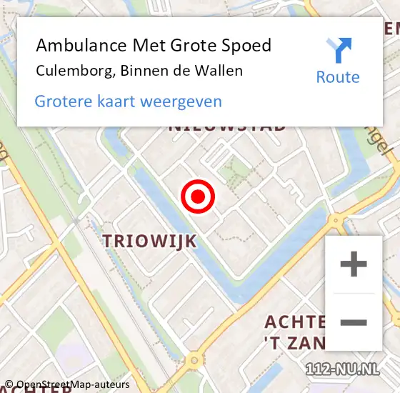 Locatie op kaart van de 112 melding: Ambulance Met Grote Spoed Naar Culemborg, Binnen de Wallen op 6 november 2021 10:12