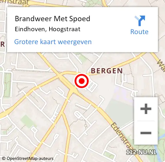 Locatie op kaart van de 112 melding: Brandweer Met Spoed Naar Eindhoven, Hoogstraat op 6 november 2021 10:12