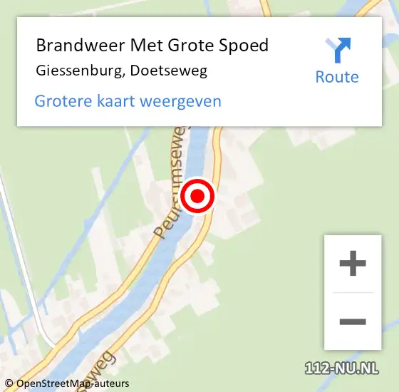 Locatie op kaart van de 112 melding: Brandweer Met Grote Spoed Naar Giessenburg, Doetseweg op 6 november 2021 10:27