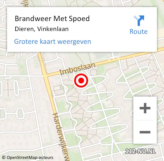 Locatie op kaart van de 112 melding: Brandweer Met Spoed Naar Dieren, Vinkenlaan op 6 november 2021 10:48