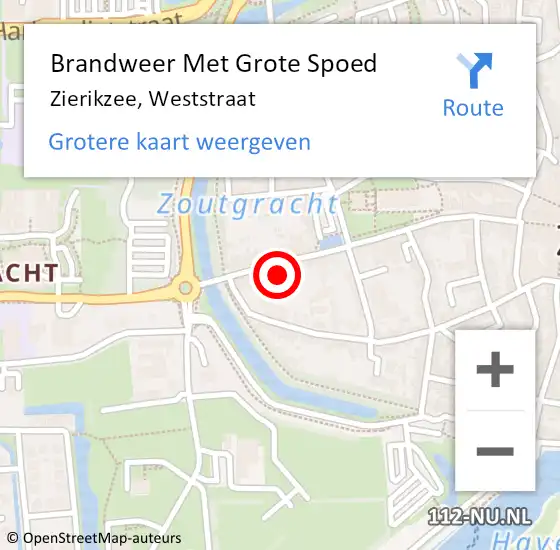 Locatie op kaart van de 112 melding: Brandweer Met Grote Spoed Naar Zierikzee, Weststraat op 6 november 2021 11:46