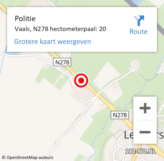 Locatie op kaart van de 112 melding: Politie Vaals, N278 hectometerpaal: 20 op 6 november 2021 12:44