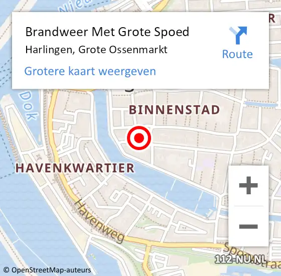 Locatie op kaart van de 112 melding: Brandweer Met Grote Spoed Naar Harlingen, Grote Ossenmarkt op 28 juni 2014 12:21