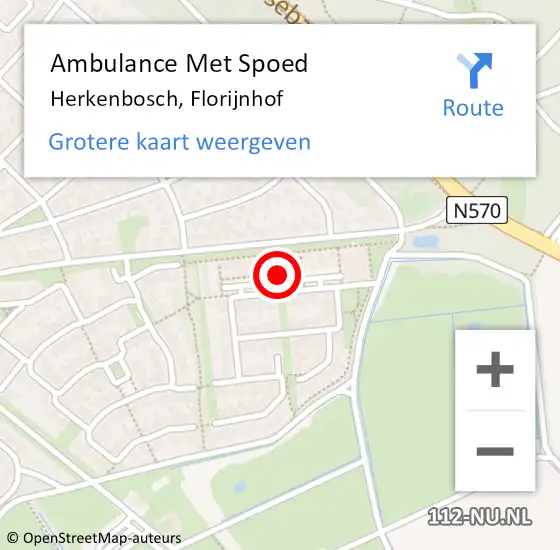 Locatie op kaart van de 112 melding: Ambulance Met Spoed Naar Herkenbosch, Florijnhof op 6 november 2021 13:01