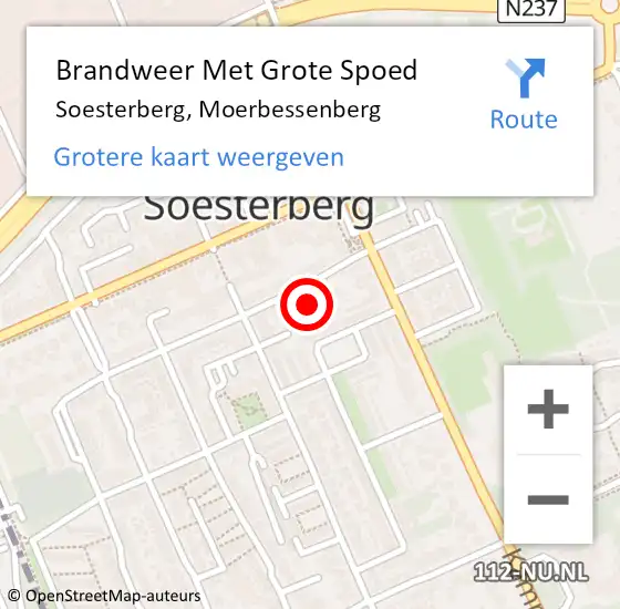 Locatie op kaart van de 112 melding: Brandweer Met Grote Spoed Naar Soesterberg, Moerbessenberg op 6 november 2021 13:21