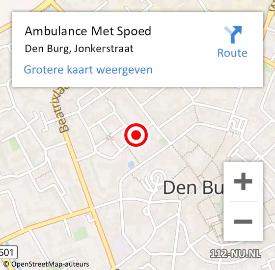 Locatie op kaart van de 112 melding: Ambulance Met Spoed Naar Den Burg, Jonkerstraat op 6 november 2021 13:33