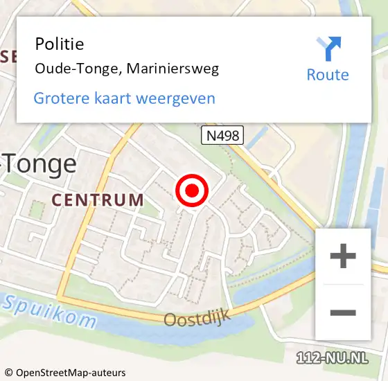 Locatie op kaart van de 112 melding: Politie Oude-Tonge, Mariniersweg op 6 november 2021 13:45