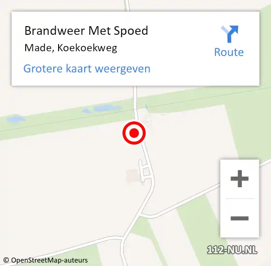 Locatie op kaart van de 112 melding: Brandweer Met Spoed Naar Made, Koekoekweg op 6 november 2021 14:15