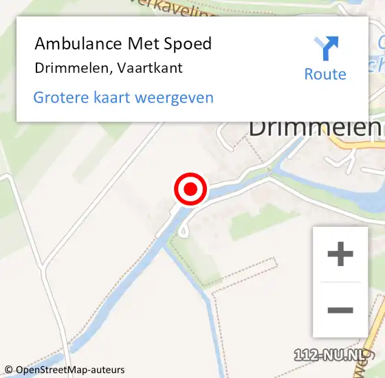 Locatie op kaart van de 112 melding: Ambulance Met Spoed Naar Drimmelen, Vaartkant op 28 juni 2014 12:30