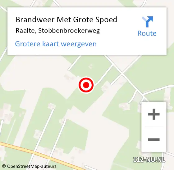 Locatie op kaart van de 112 melding: Brandweer Met Grote Spoed Naar Raalte, Stobbenbroekerweg op 28 juni 2014 12:30