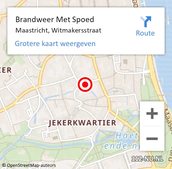 Locatie op kaart van de 112 melding: Brandweer Met Spoed Naar Maastricht, Witmakersstraat op 6 november 2021 14:45