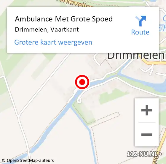 Locatie op kaart van de 112 melding: Ambulance Met Grote Spoed Naar Drimmelen, Vaartkant op 28 juni 2014 12:33