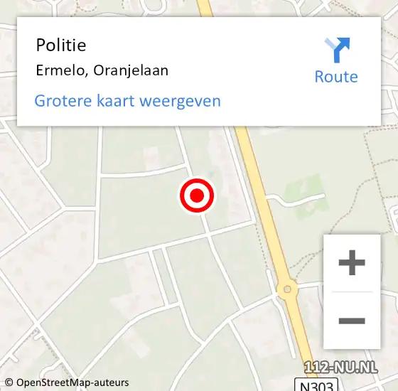 Locatie op kaart van de 112 melding: Politie Ermelo, Oranjelaan op 6 november 2021 15:04