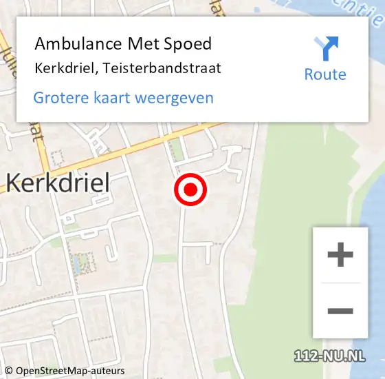 Locatie op kaart van de 112 melding: Ambulance Met Spoed Naar Kerkdriel, Teisterbandstraat op 6 november 2021 15:42