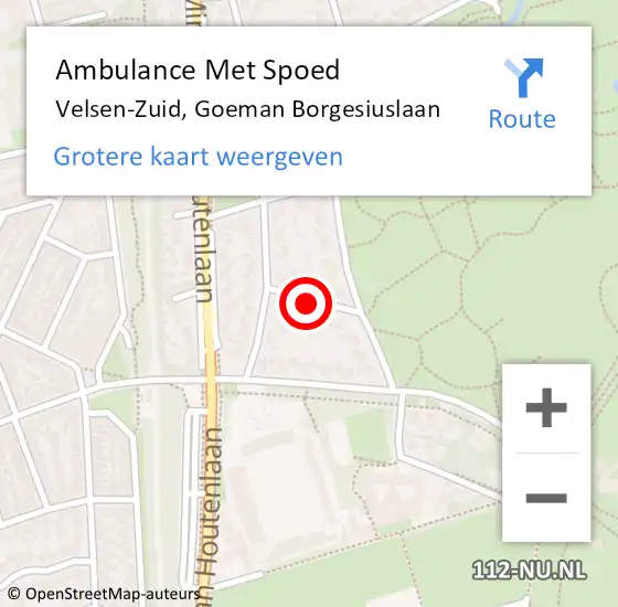 Locatie op kaart van de 112 melding: Ambulance Met Spoed Naar Velsen-Zuid, Goeman Borgesiuslaan op 6 november 2021 15:55