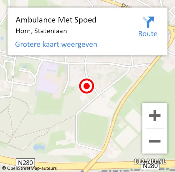 Locatie op kaart van de 112 melding: Ambulance Met Spoed Naar Horn, Statenlaan op 28 juni 2014 12:40