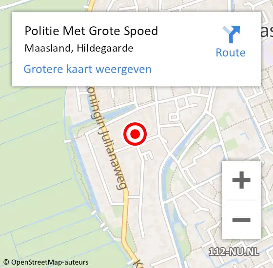 Locatie op kaart van de 112 melding: Politie Met Grote Spoed Naar Maasland, Hildegaarde op 6 november 2021 16:36