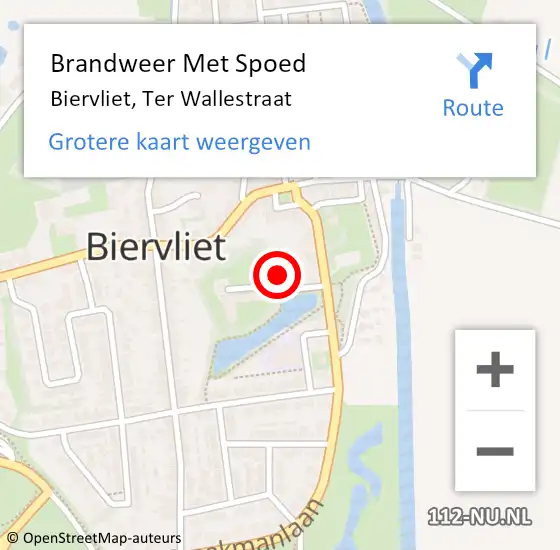 Locatie op kaart van de 112 melding: Brandweer Met Spoed Naar Biervliet, Ter Wallestraat op 6 november 2021 16:48