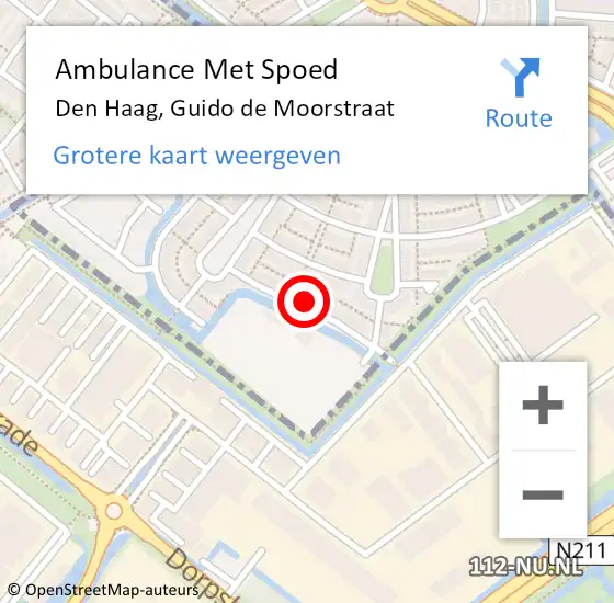 Locatie op kaart van de 112 melding: Ambulance Met Spoed Naar Den Haag, Guido de Moorstraat op 6 november 2021 17:05