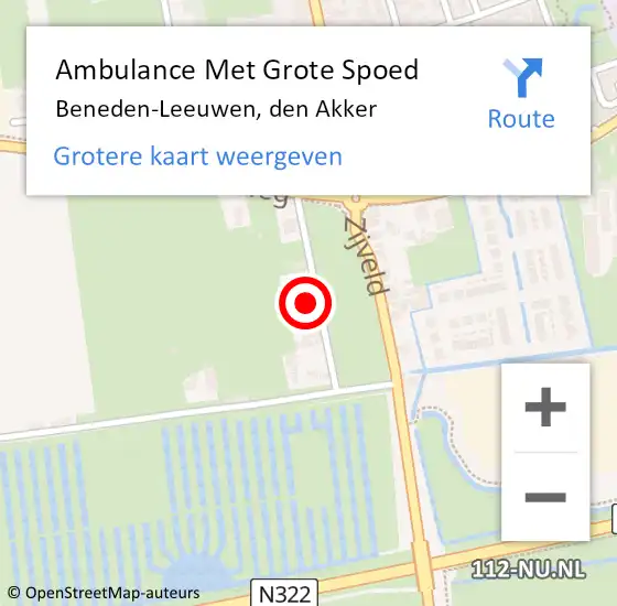 Locatie op kaart van de 112 melding: Ambulance Met Grote Spoed Naar Beneden-Leeuwen, den Akker op 6 november 2021 17:08