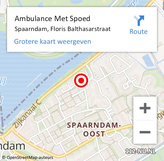 Locatie op kaart van de 112 melding: Ambulance Met Spoed Naar Spaarndam, Floris Balthasarstraat op 6 november 2021 17:13