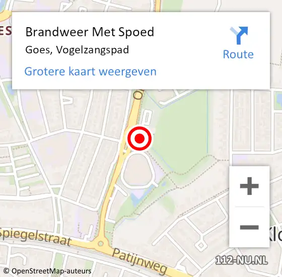 Locatie op kaart van de 112 melding: Brandweer Met Spoed Naar Goes, Vogelzangspad op 6 november 2021 17:27