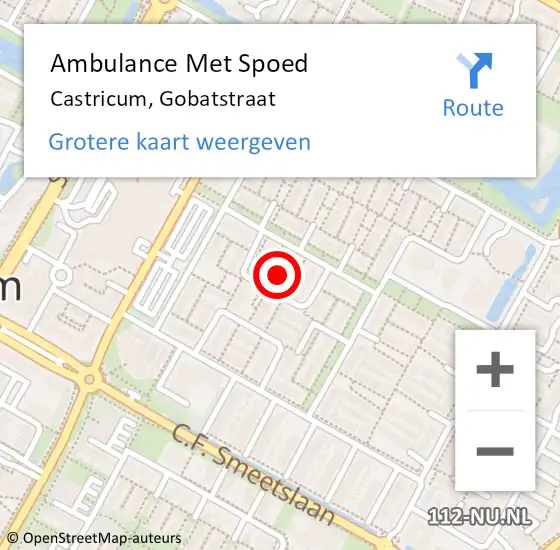Locatie op kaart van de 112 melding: Ambulance Met Spoed Naar Castricum, Gobatstraat op 6 november 2021 17:43