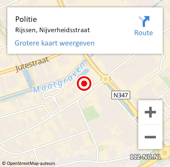 Locatie op kaart van de 112 melding: Politie Rijssen, Nijverheidsstraat op 6 november 2021 17:57