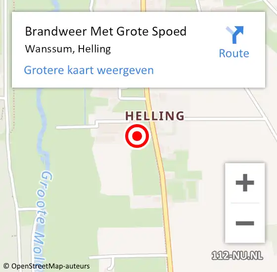 Locatie op kaart van de 112 melding: Brandweer Met Grote Spoed Naar Wanssum, Helling op 6 november 2021 18:03