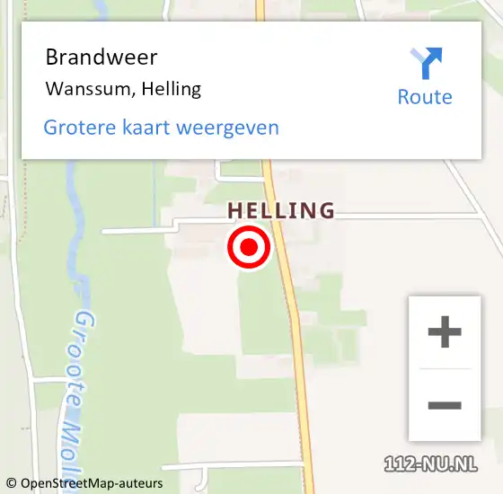 Locatie op kaart van de 112 melding: Brandweer Wanssum, Helling op 6 november 2021 18:12