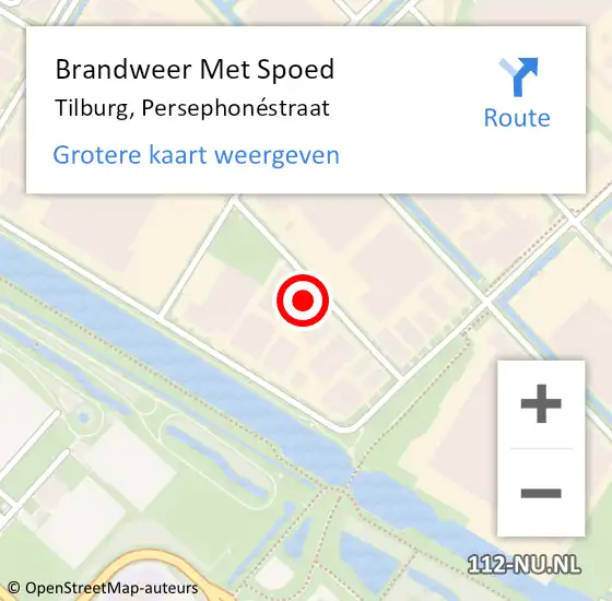 Locatie op kaart van de 112 melding: Brandweer Met Spoed Naar Tilburg, Persephonéstraat op 6 november 2021 18:36