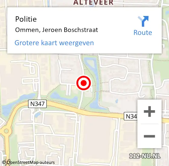 Locatie op kaart van de 112 melding: Politie Ommen, Jeroen Boschstraat op 6 november 2021 19:21