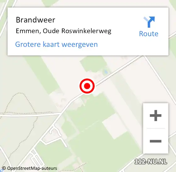 Locatie op kaart van de 112 melding: Brandweer Emmen, Oude Roswinkelerweg op 6 november 2021 19:30