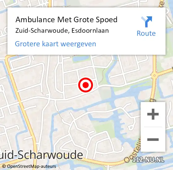 Locatie op kaart van de 112 melding: Ambulance Met Grote Spoed Naar Zuid-Scharwoude, Esdoornlaan op 6 november 2021 19:48