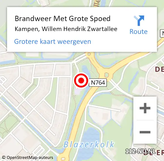 Locatie op kaart van de 112 melding: Brandweer Met Grote Spoed Naar Kampen, Willem Hendrik Zwartallee op 6 november 2021 20:09